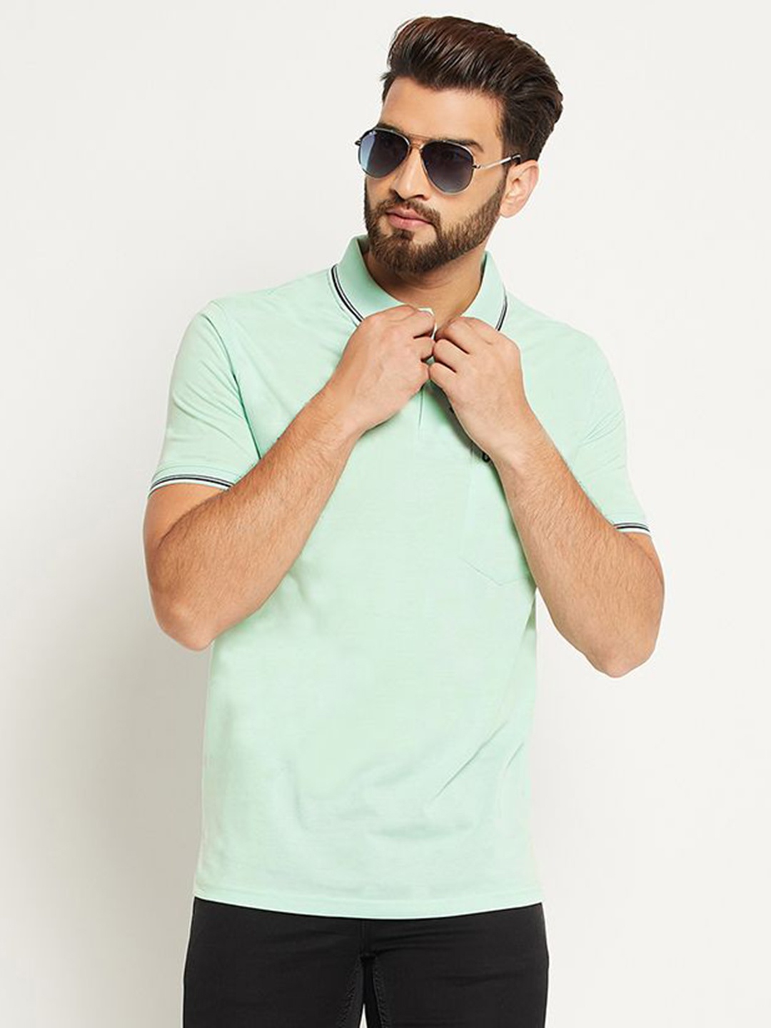 

UNIBERRY Men Polo Collar T-shirt, Sea green