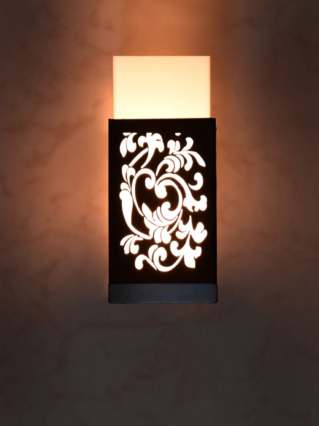 

Gojeeva Black Wood Square Shaped Textured Contemporary Wall Lamp