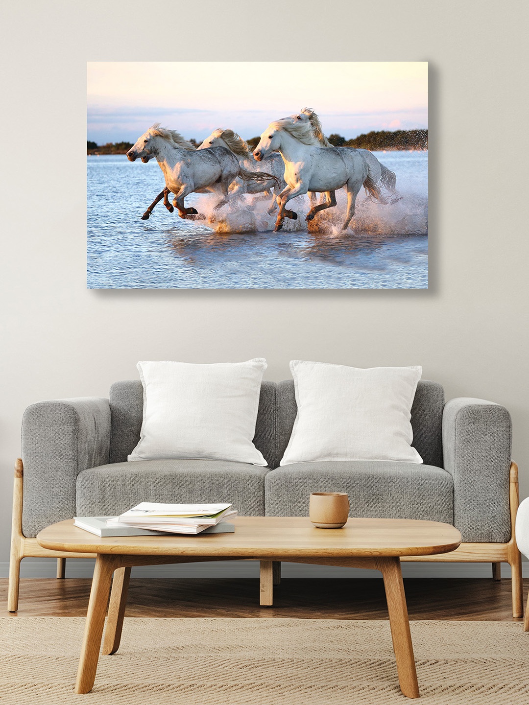 

CVANU White& Blue Birds &Animals Canvas Wall Paintings