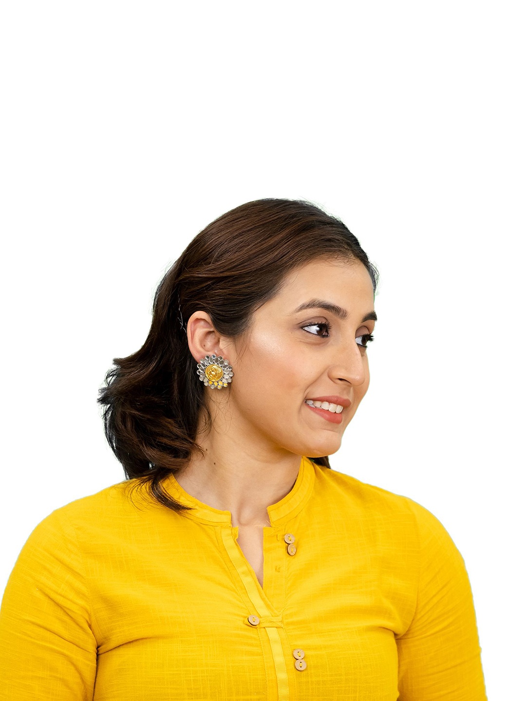 

Shining Jewel - By Shivansh Silver-Plated Contemporary Shaped Studs, Gold