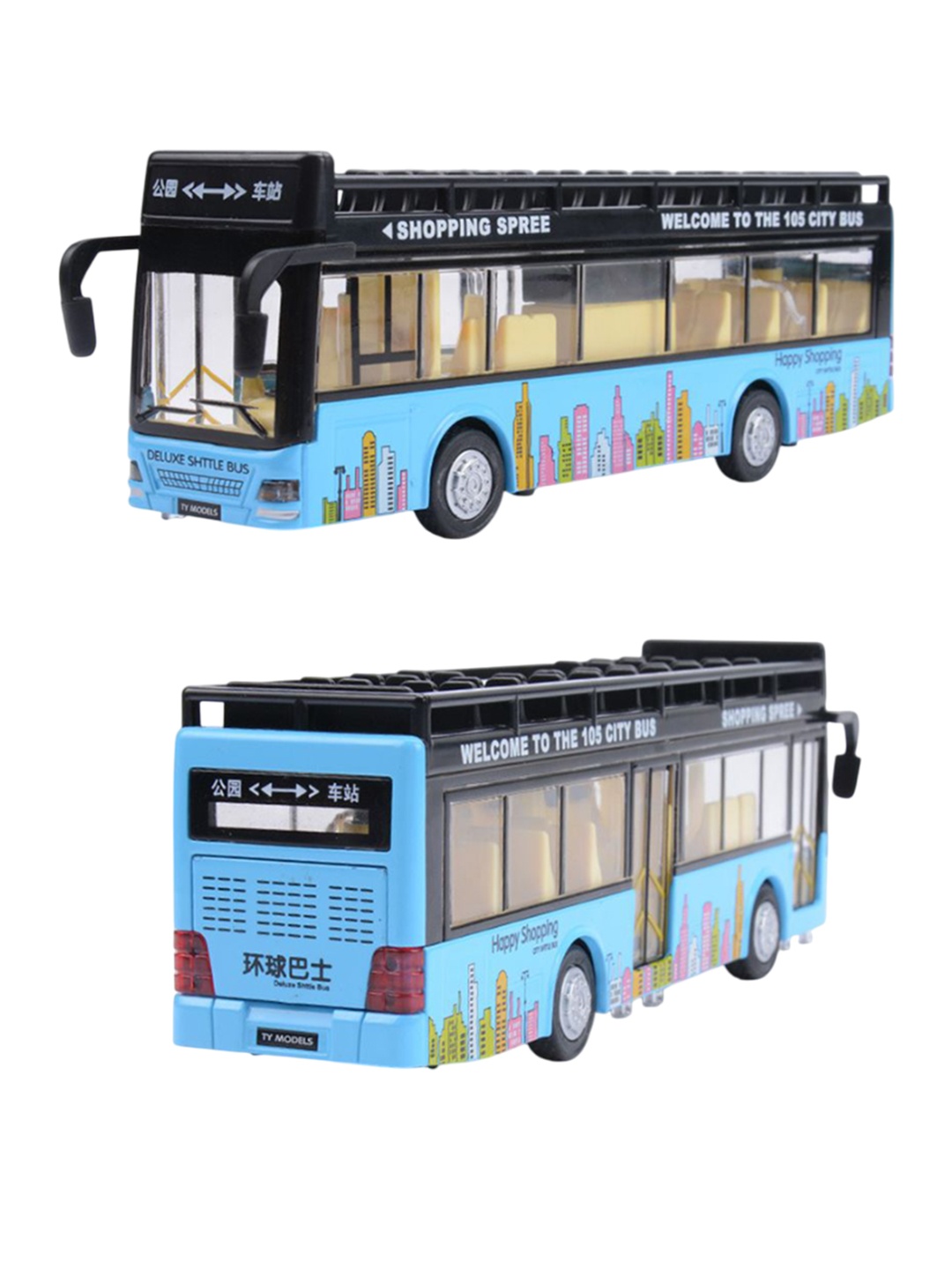 

UKAXA Kids Metal Double Decker Bus Toy Vehicles, Blue