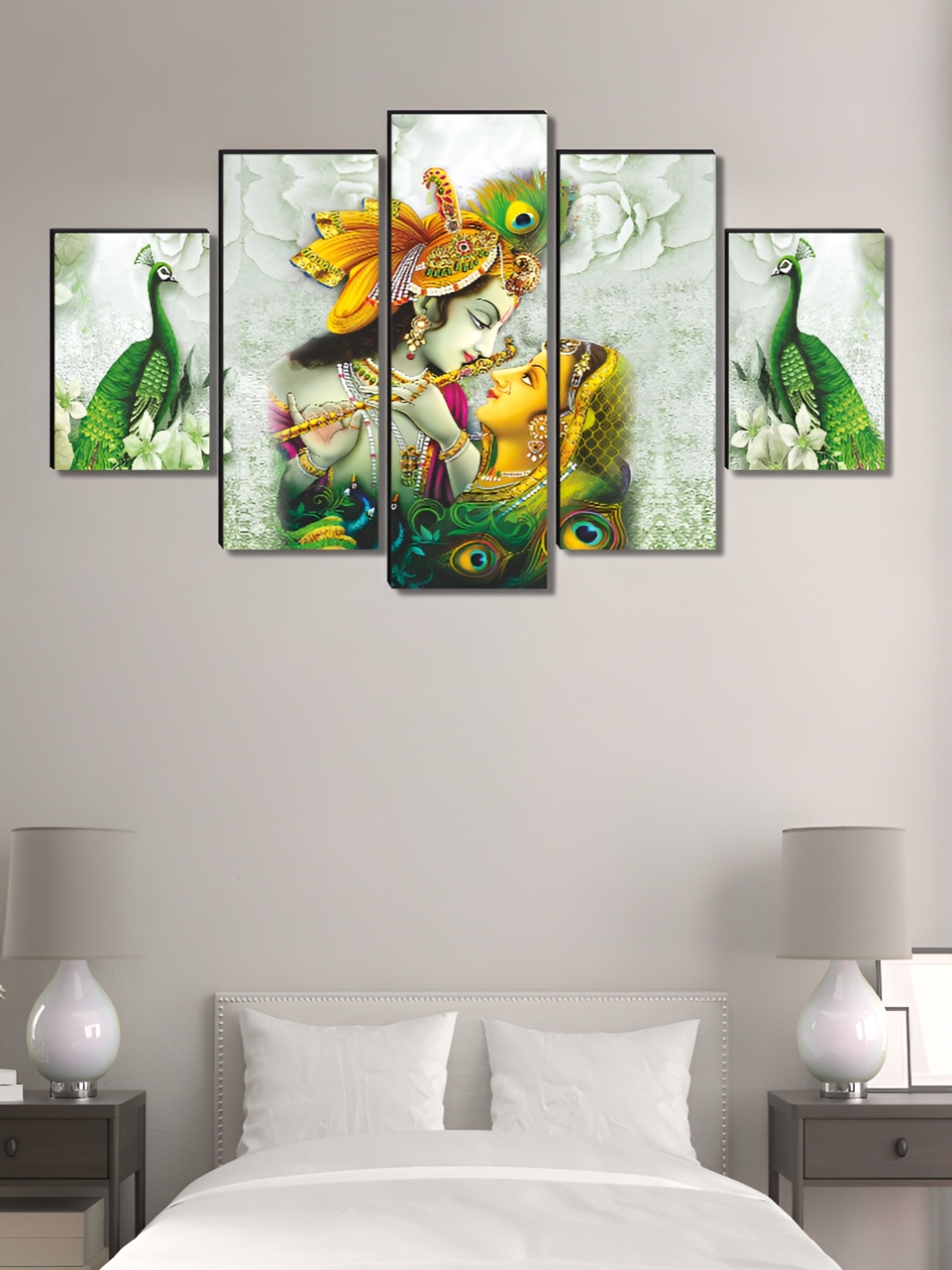 

Aura Green & Yellow 5 Piece Canvas Religious Wall Paintings