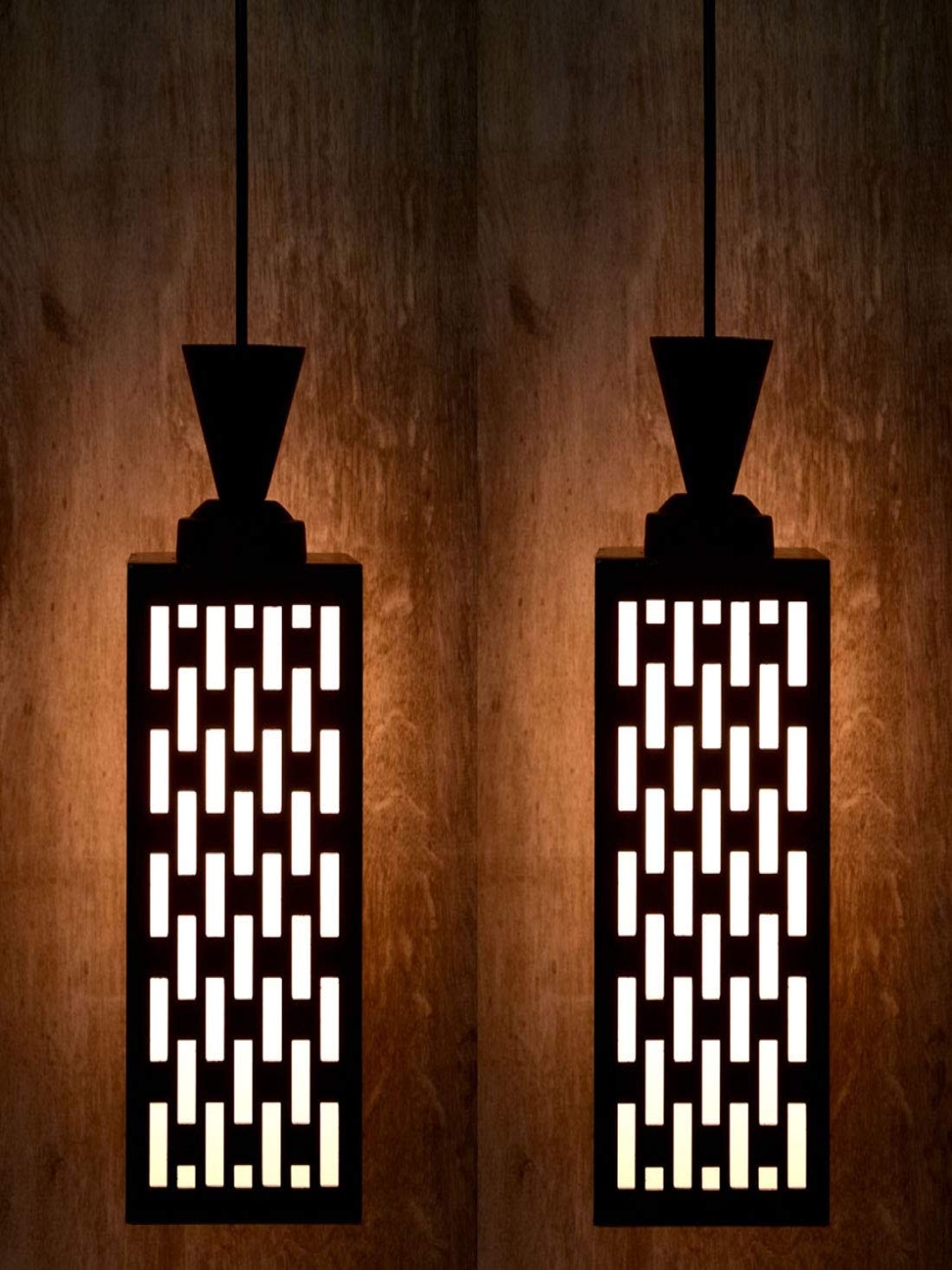 

Gojeeva Black & White 2 Pieces Textured Wooden Contemporary Ceiling Lamp