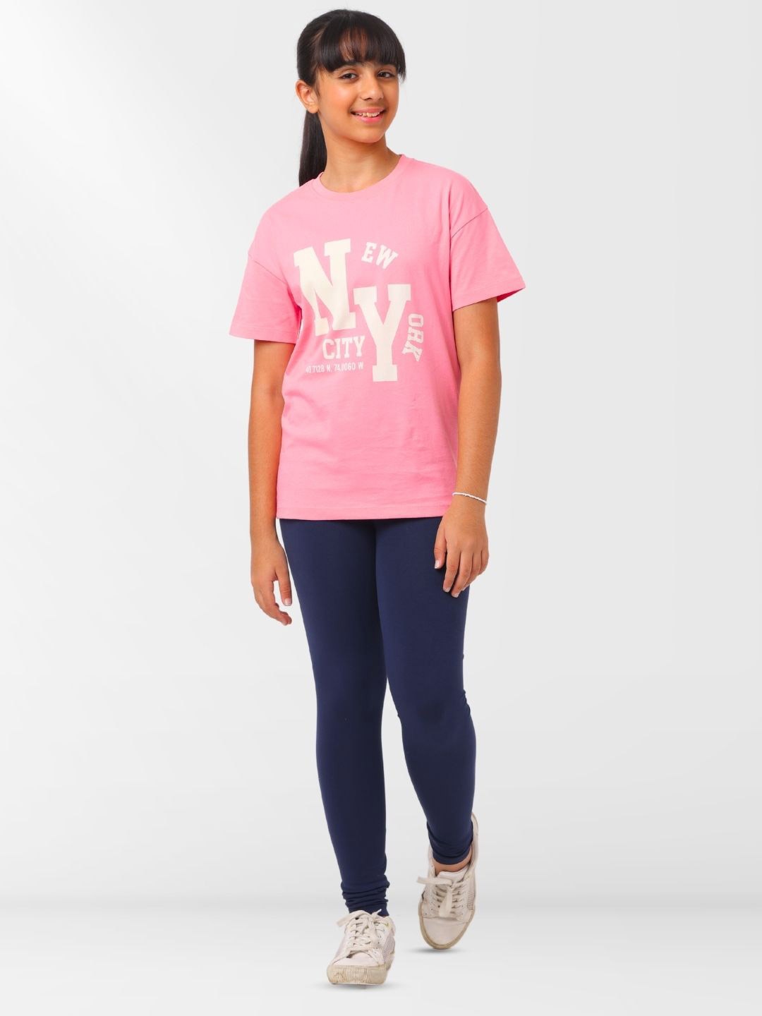

Nuego Kids Girls Graphic Print Cotton Blend T-Shirt with Leggings Clothing Set, Pink