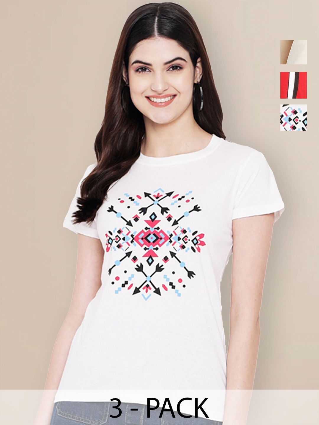 

Metronaut Women Typography 3 Printed Applique T-shirt, Multi