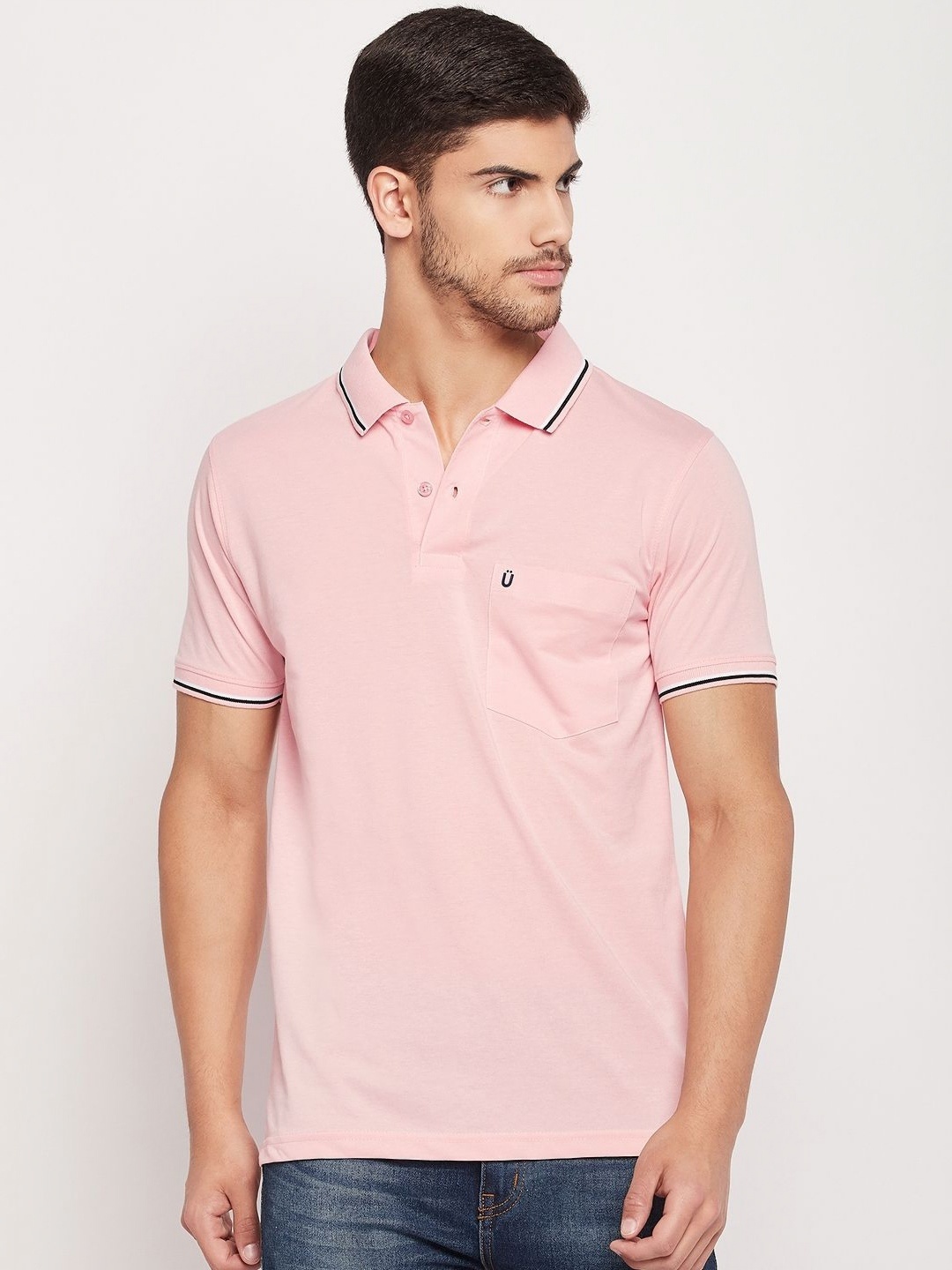 

UNIBERRY Men Polo Collar T-shirt, Pink