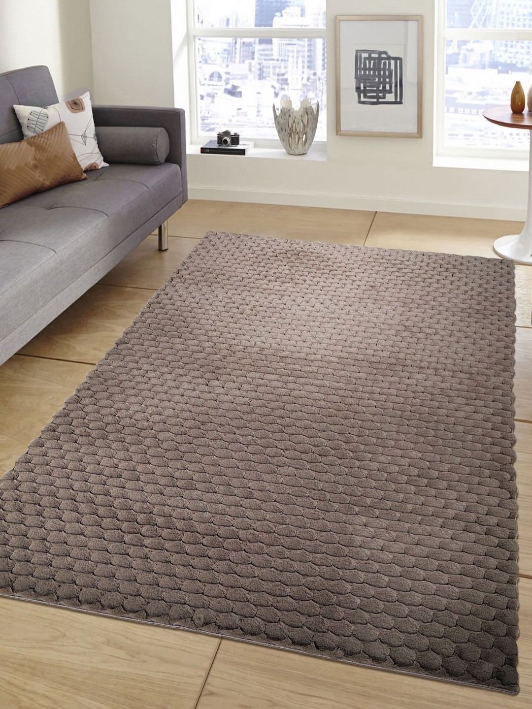 

OBSESSIONS Brown Abstract Textured Anti-Skid Carpet