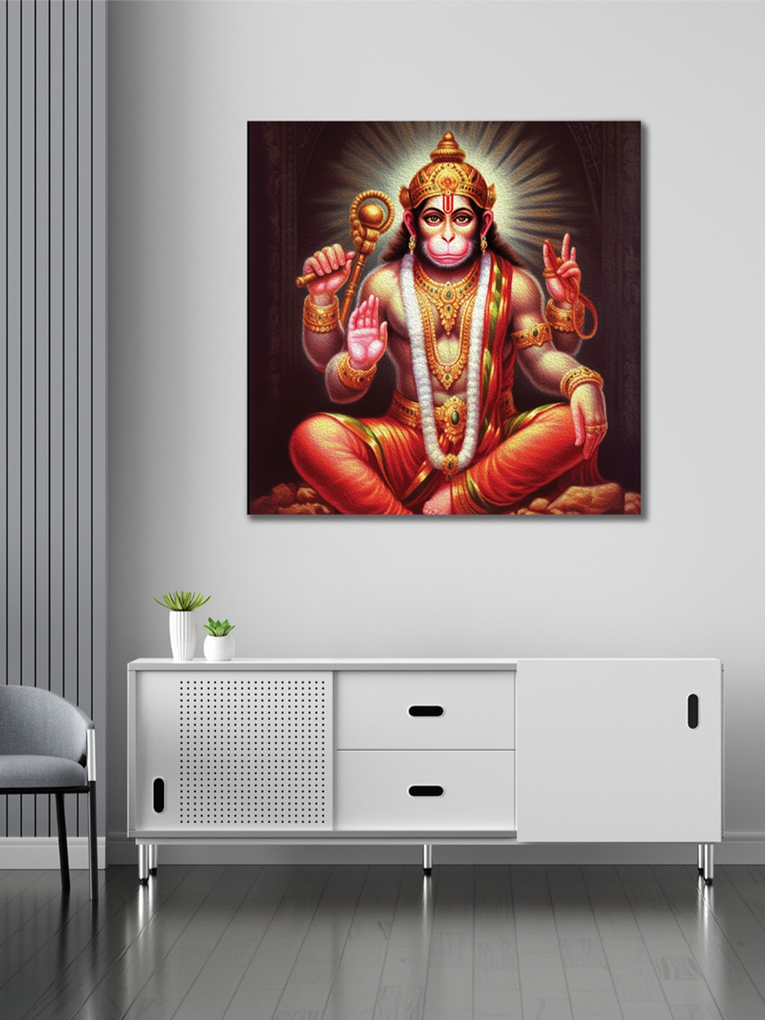 

CVANU Gold Toned & Pink Canvas Religious Painting Wall Art