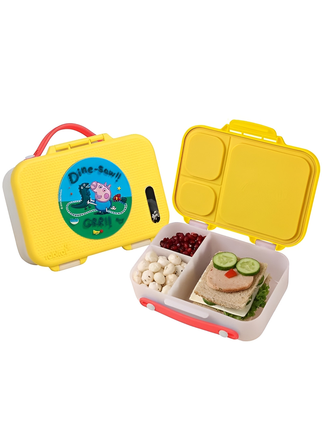 

Rabitat Munchbee Yellow & Blue Printed Easy to Clean Lunch Box 1L