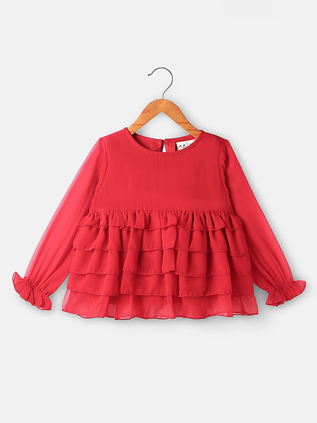 

ARIAS By LARA DUTTA Polka Dot Print Georgette Cape Top, Red