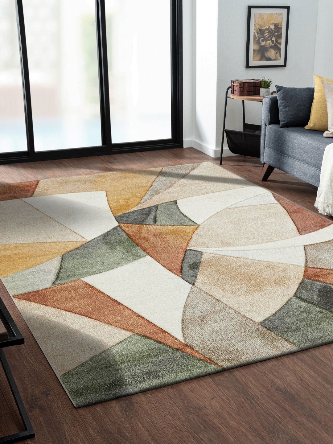 

OBSESSIONS Rust Abstract Anti-Skid Polypropylene Carpet