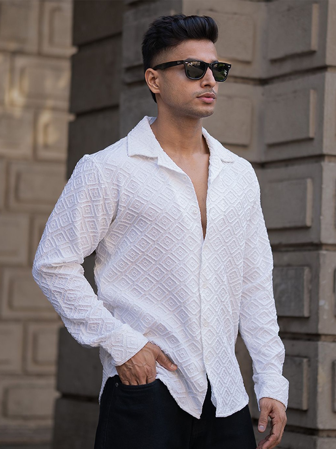 

Powerlook Men Opaque Casual Shirt, White