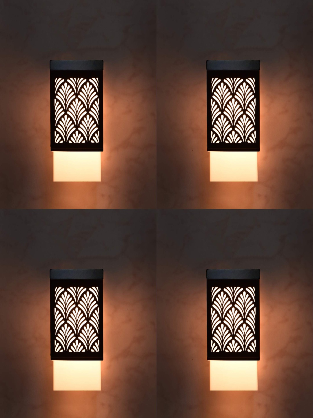 

Gojeeva Black & White 4 Pieces Textured Wooden Square Shaped Ceiling Lamp