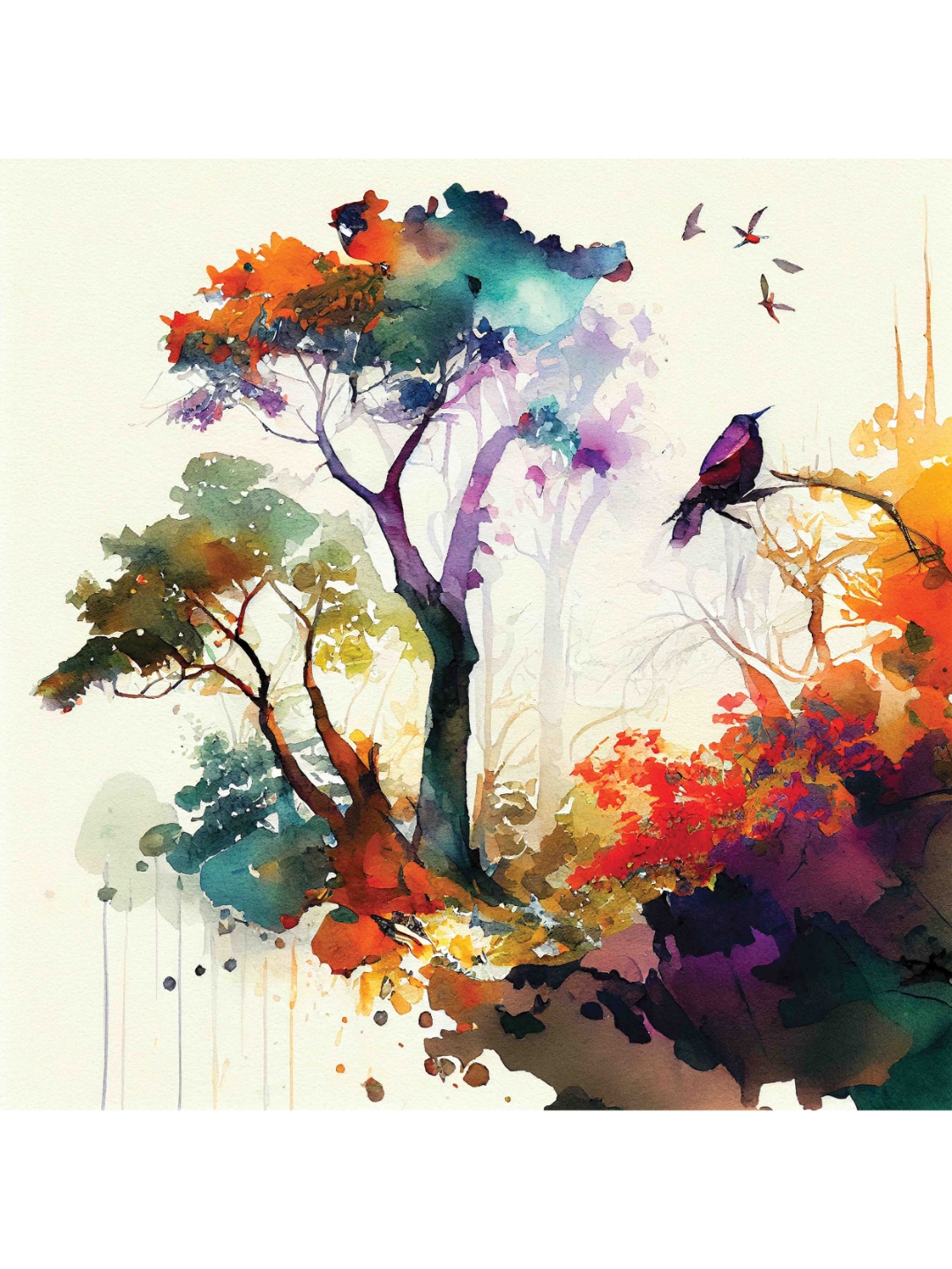 

CVANU Orange & Green Abstarct Canvas Painting Wall Art