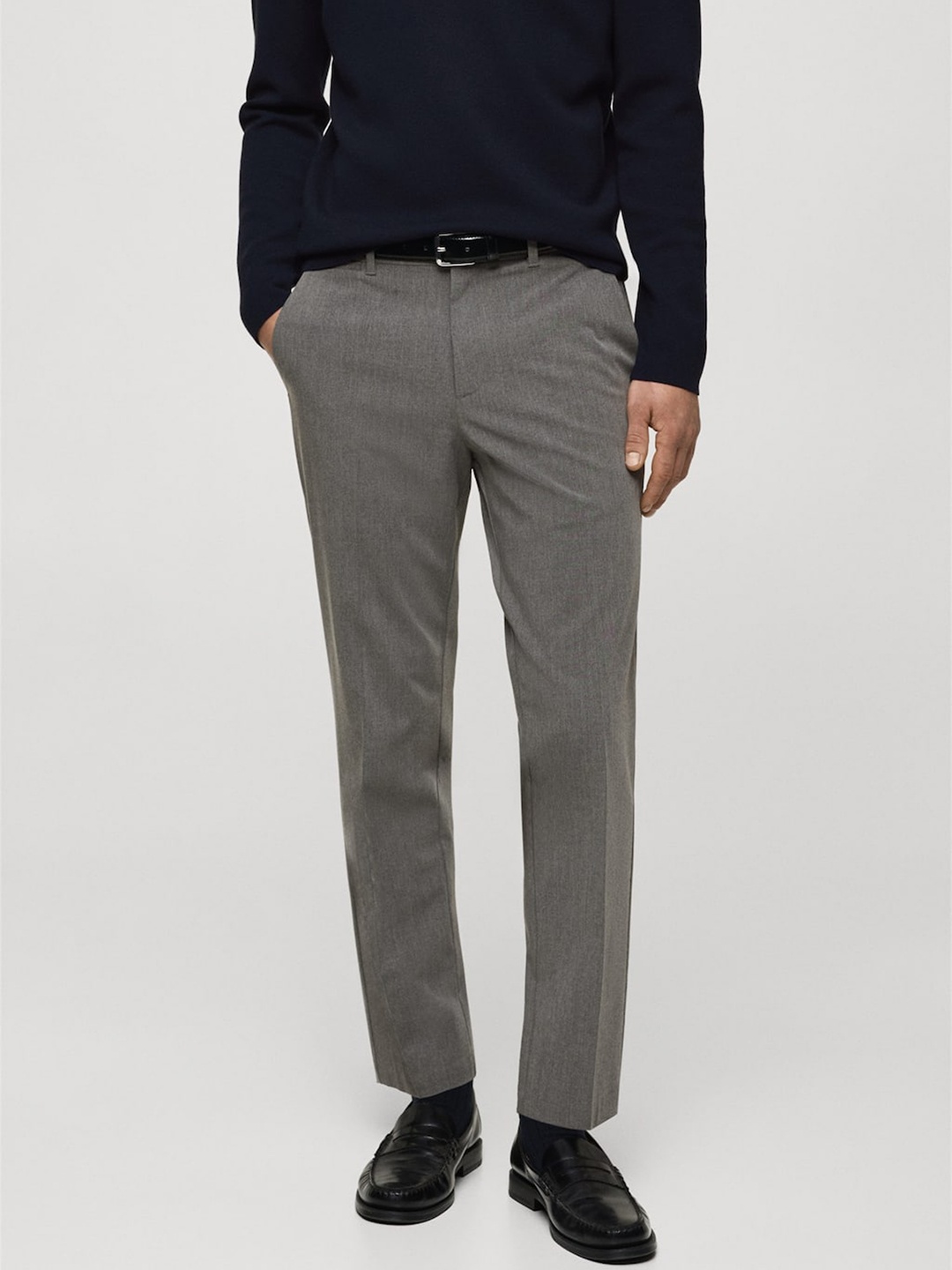 

MANGO MAN Men Slim Fit Trousers, Grey