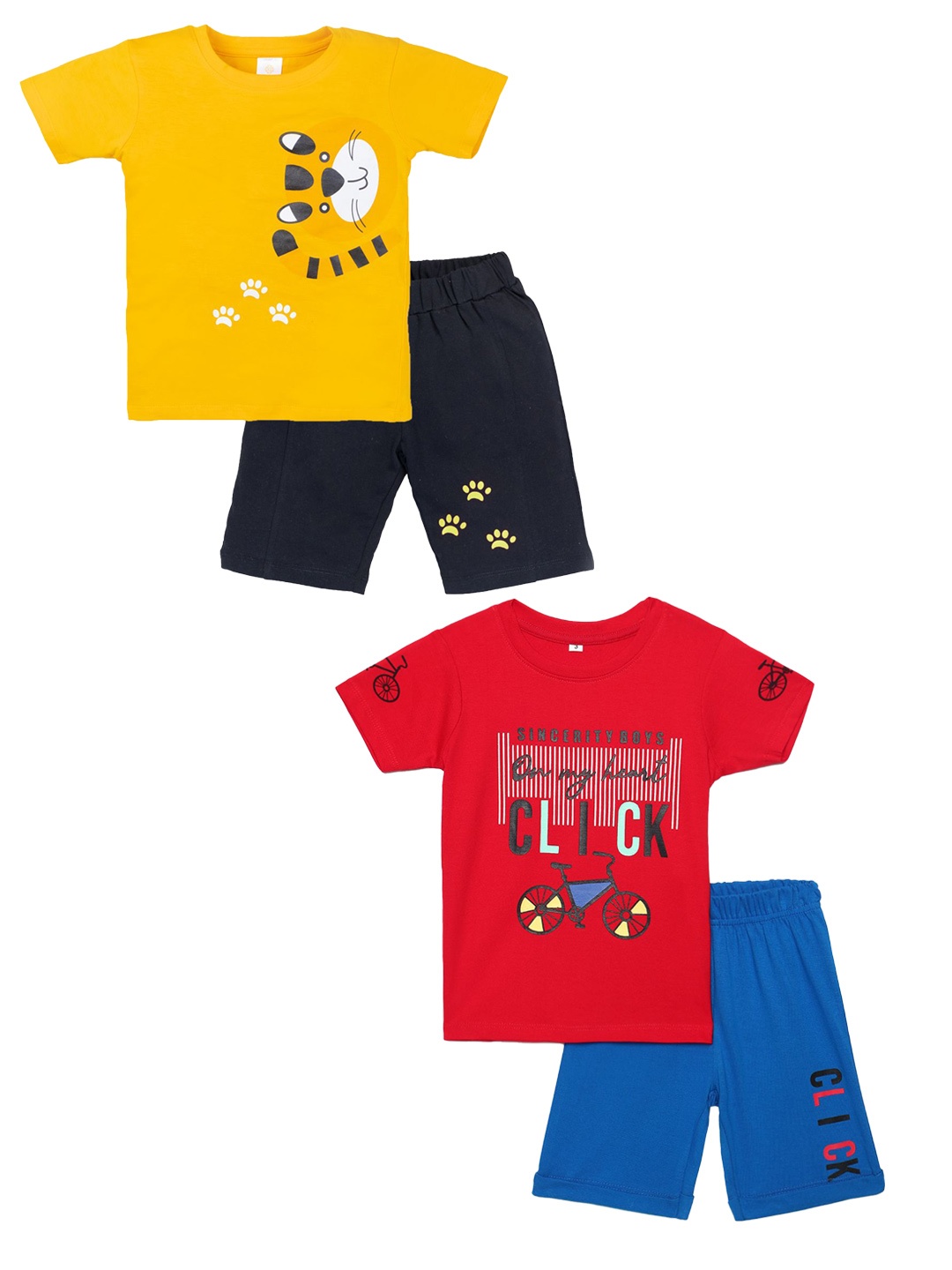 

YK Boys Printed Pure Cotton T-shirt with Shorts, Yellow