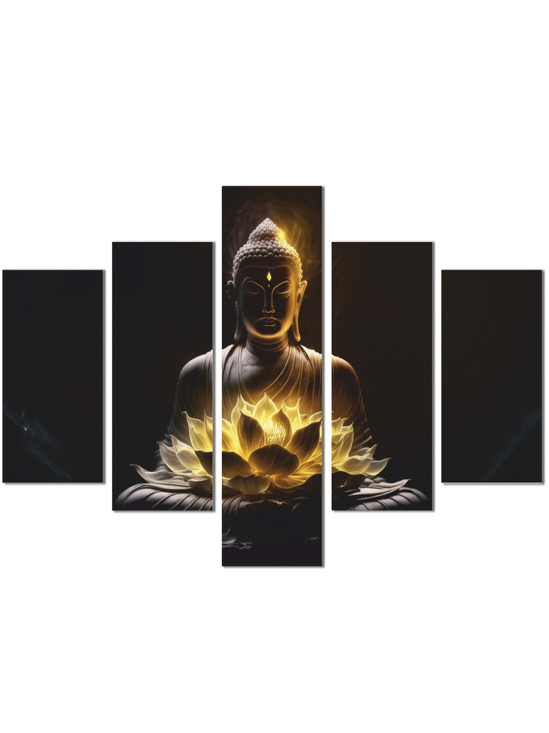 

CVANU Black 5 Pcs Lord Buddha Printed Wall Art
