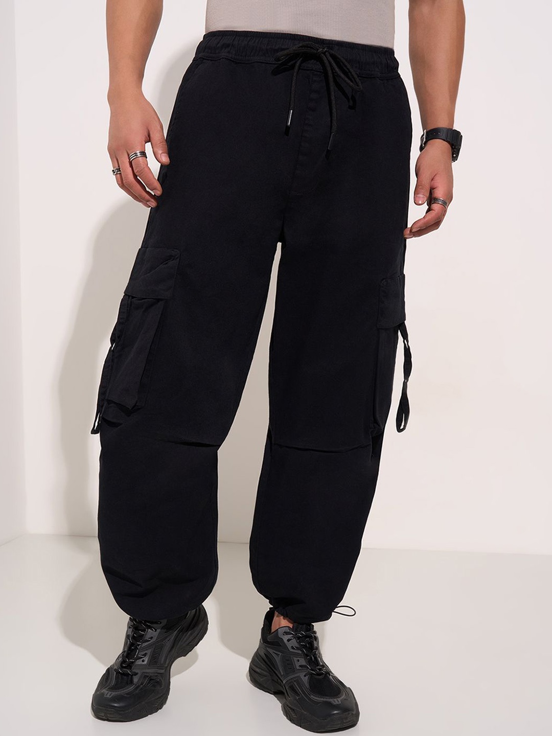 

Street 808 by Pantaloons Men Pure Cotton Straight Fit Joggers, Black
