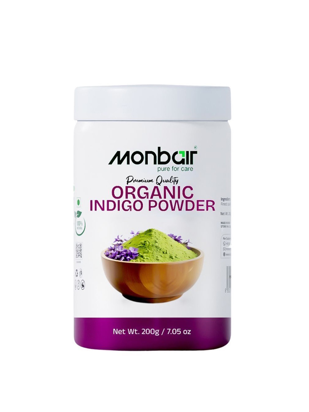 

MONBAIR Organic Indigo Powder Natural Hair Colourant - 200 g, Green