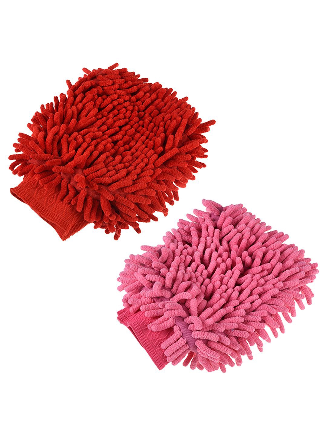 

Kuber Industries Pink & Red 2 Pieces Microfiber 50 GSM Cleaning Cloths