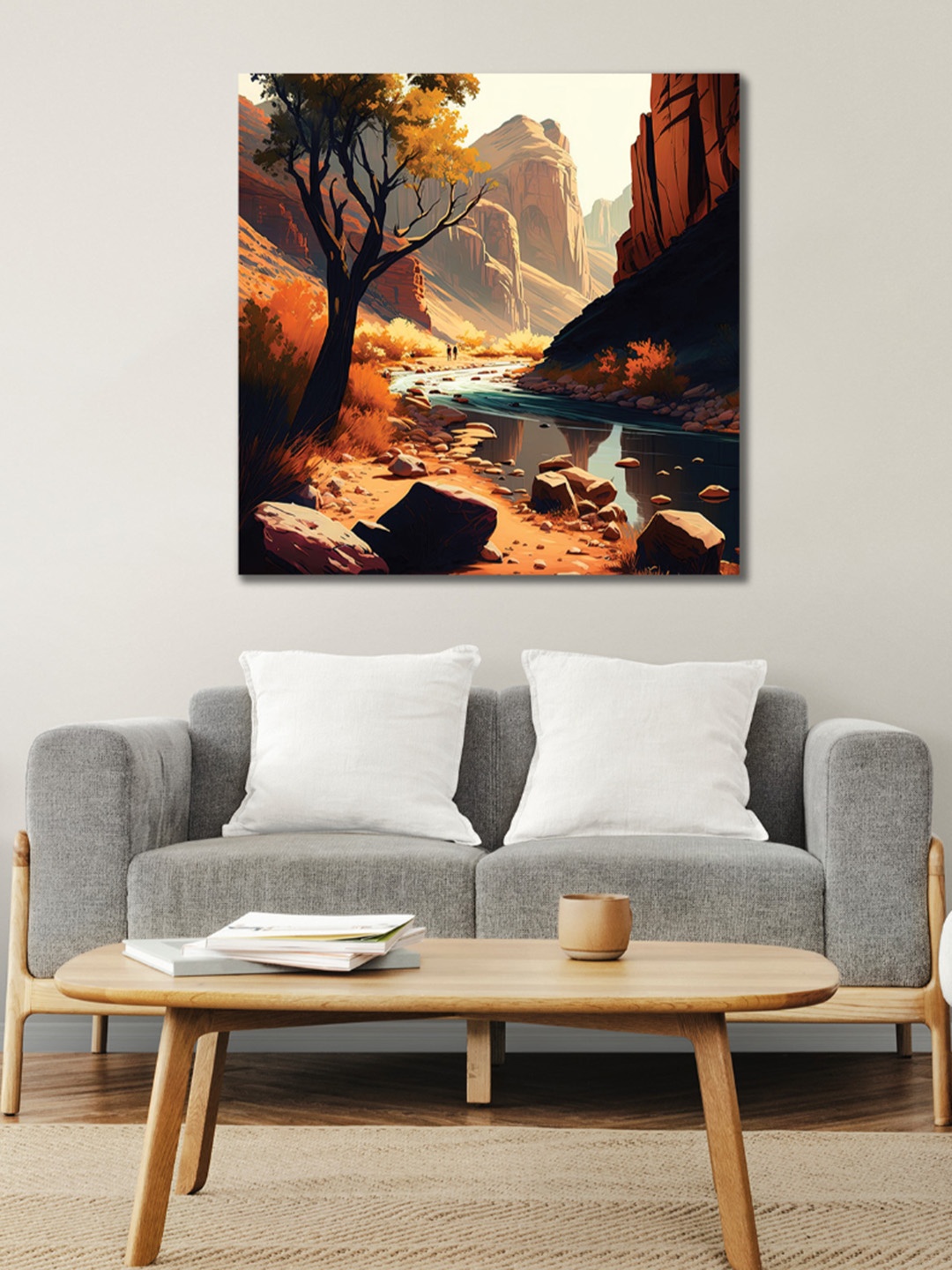 

CVANU Orange & Brown Canvas Painting Wall Art