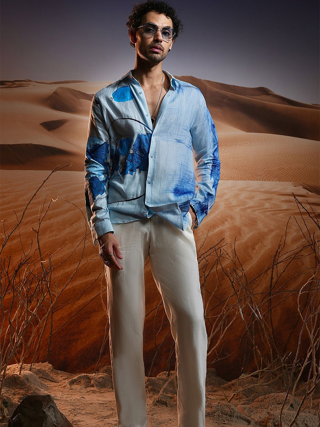 

ASUKA Men Faded Opaque Faded Casual Shirt, Blue