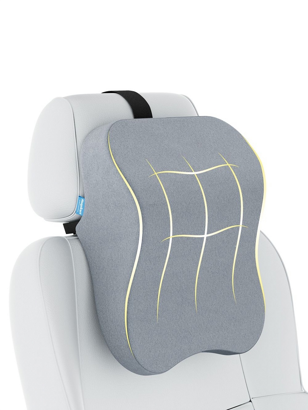 

HOSPIKART Grey Memory Foam Car Pillow Velvet Cushion