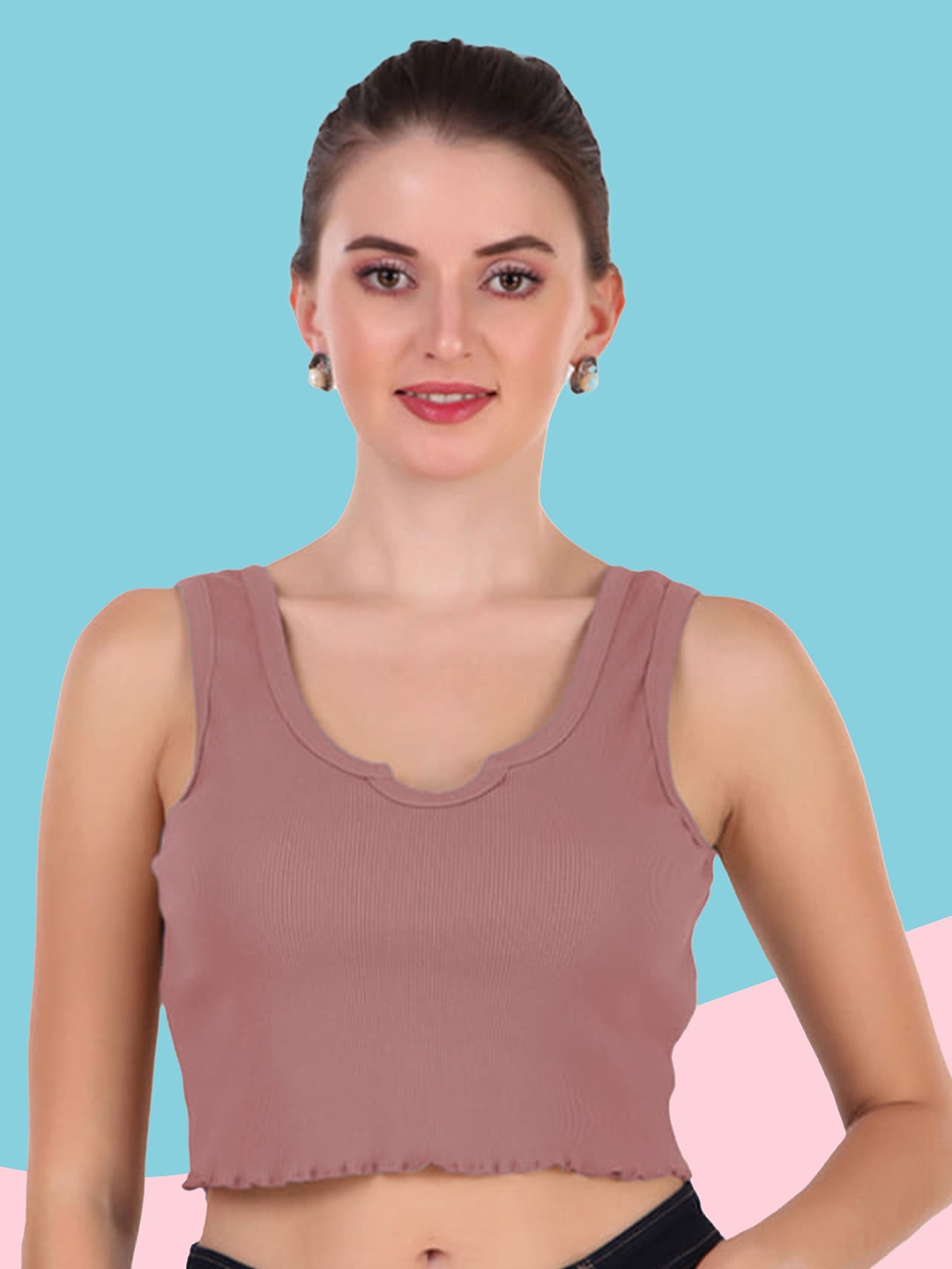 

Mast & Harbour Cotton Crop Top, Peach
