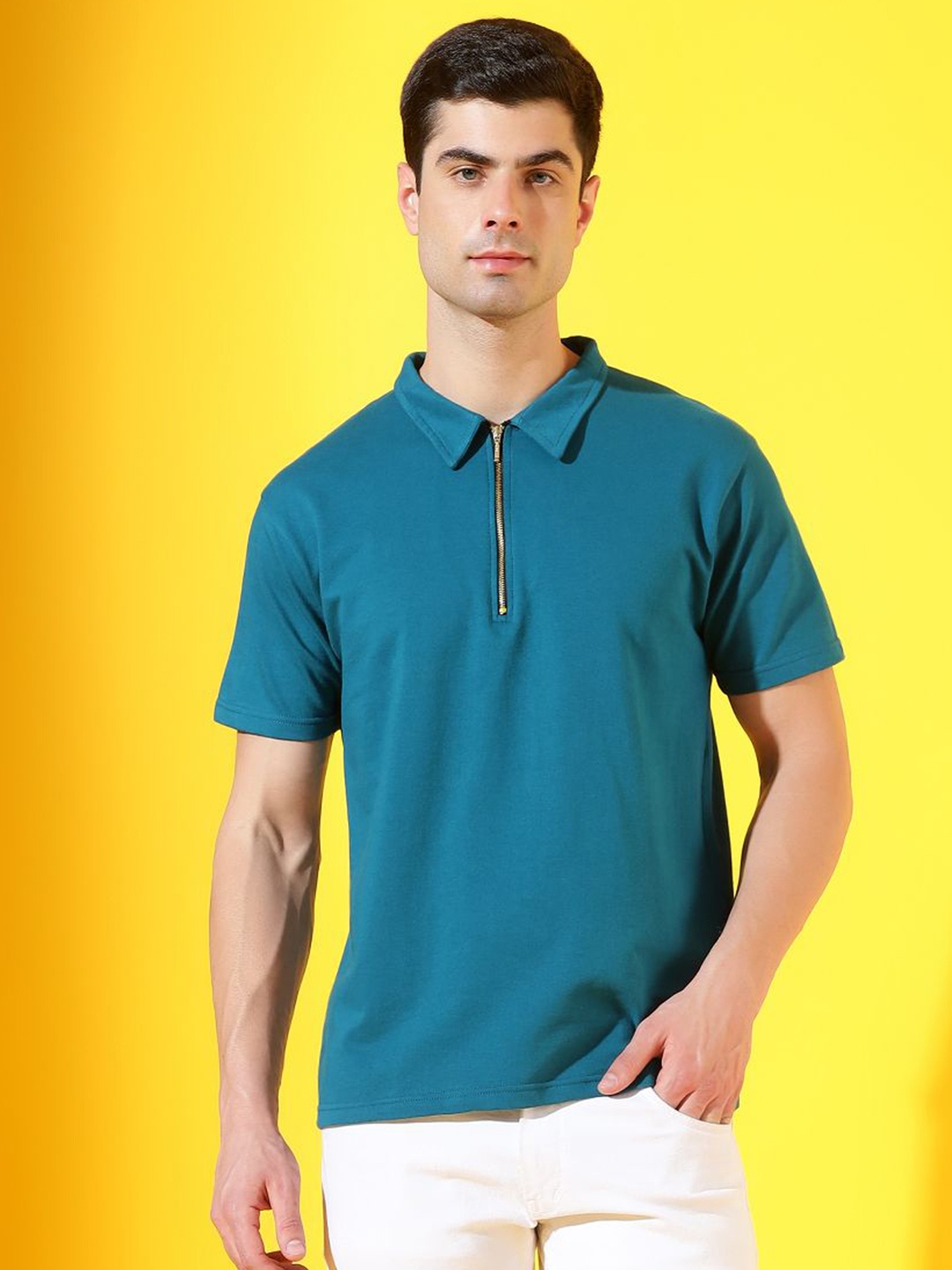 

CODE OF HONOUR Men Printed Polo Collar Pockets T-shirt, Blue