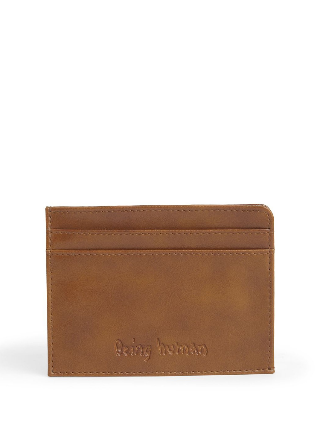 

Being Human Men Printed PU Card Holder, Tan