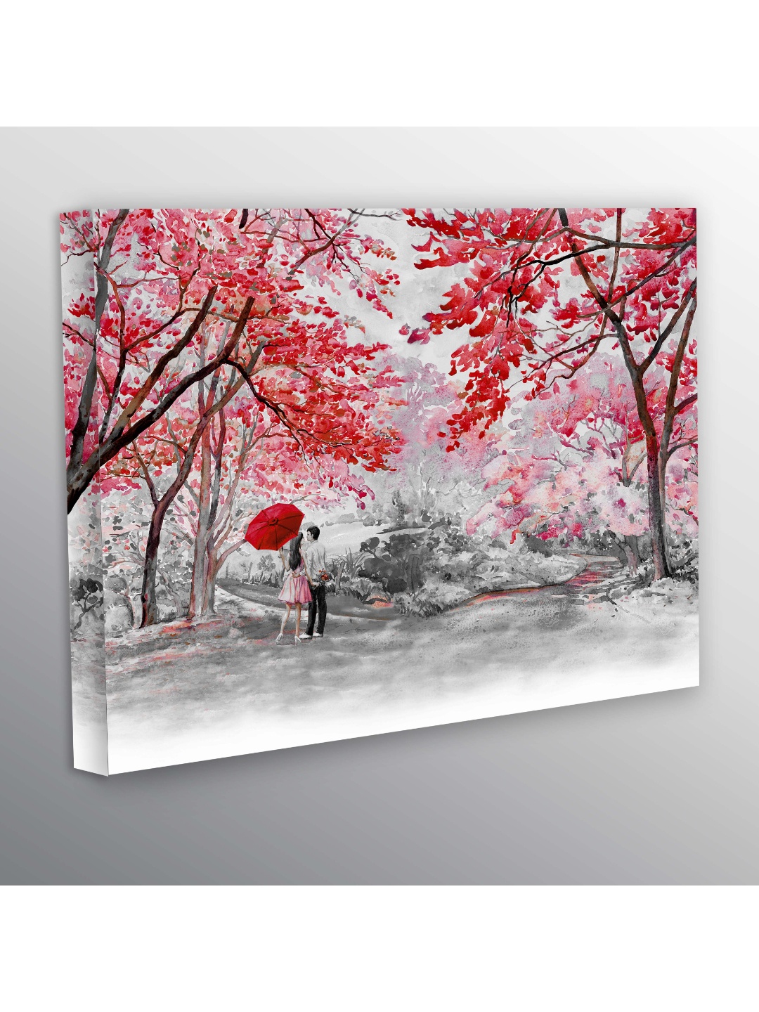 

CVANU Red & White Floral & Botanical Canvas Painting Wall Art