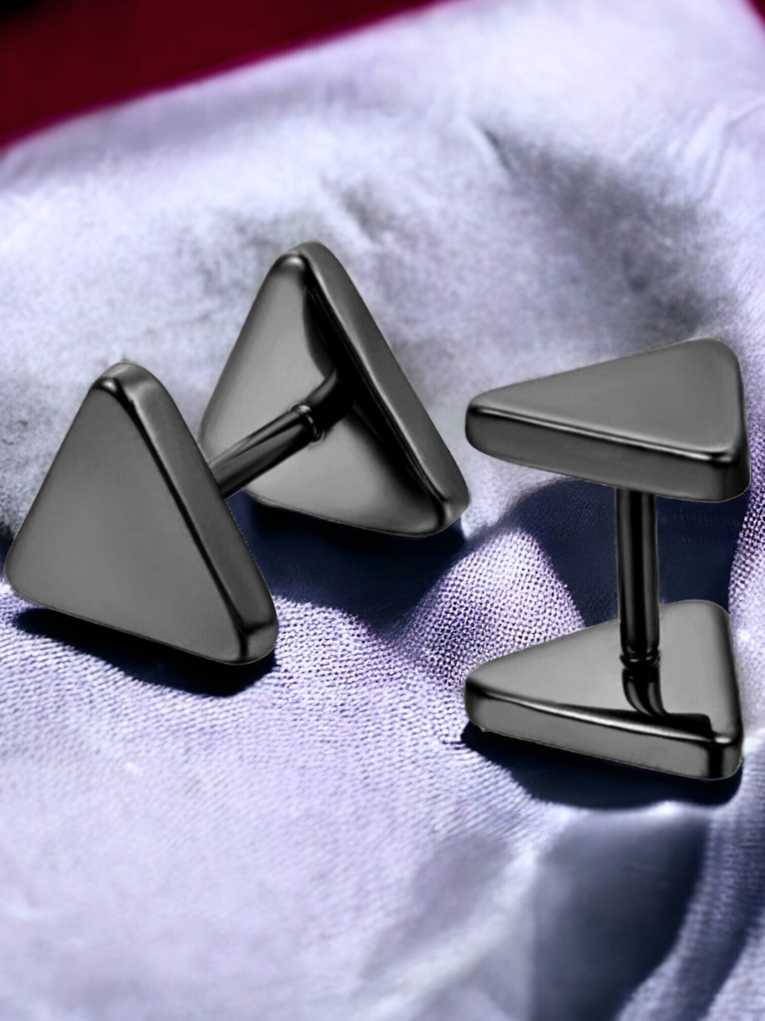 

The Roadster Lifestyle Co. Men Stainless Steel Triangular Shaped Studs, Black