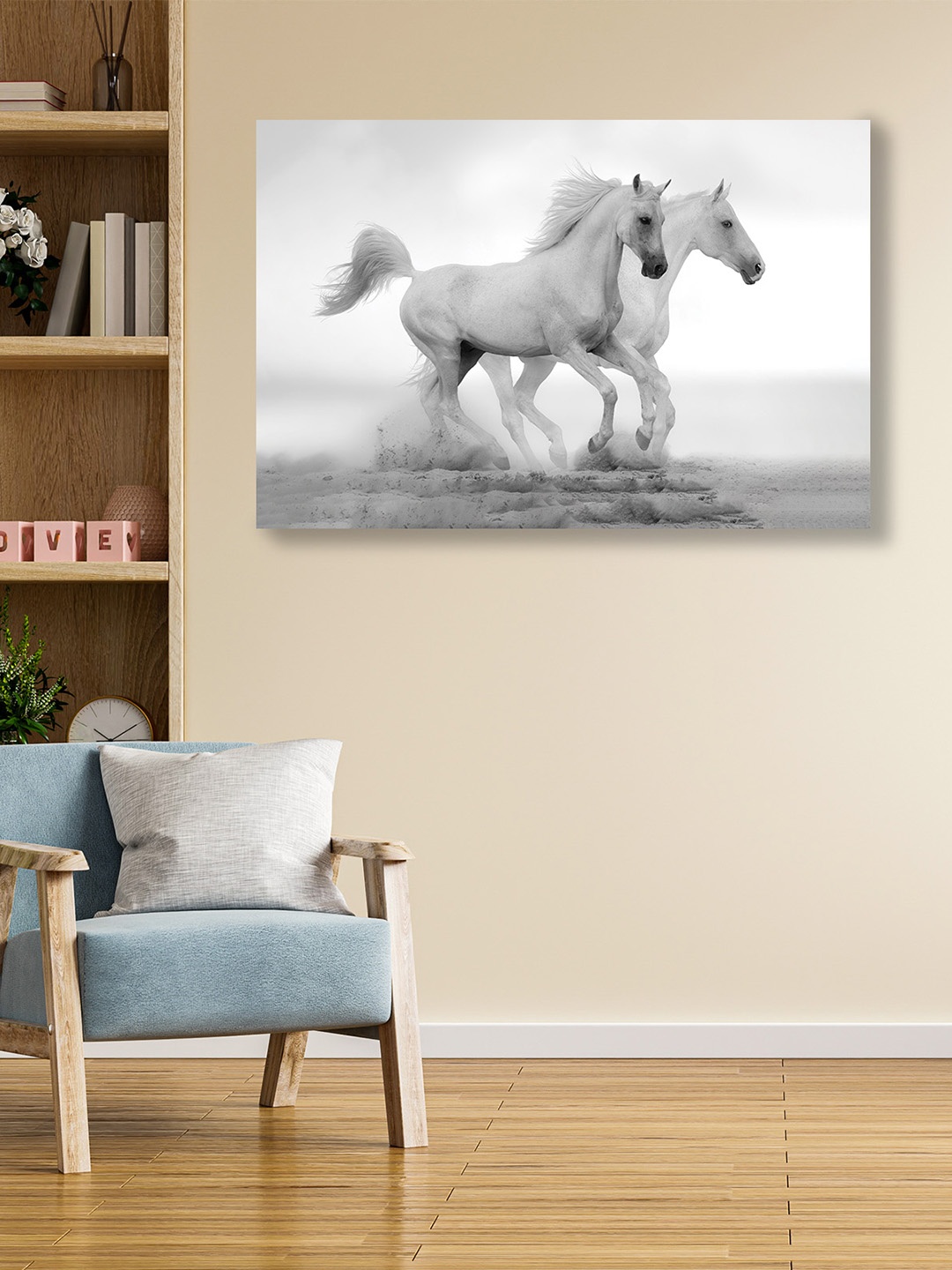 

CVANU White & Grey Canvas Animal Painting Wall Art