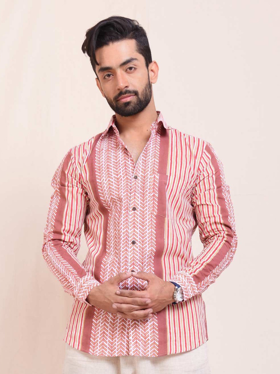 

Tistabene Men Opaque Printed Casual Shirt, Orange
