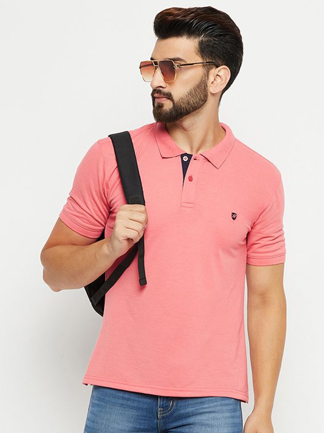 

XFOX Men Polo Collar T-shirt, Pink