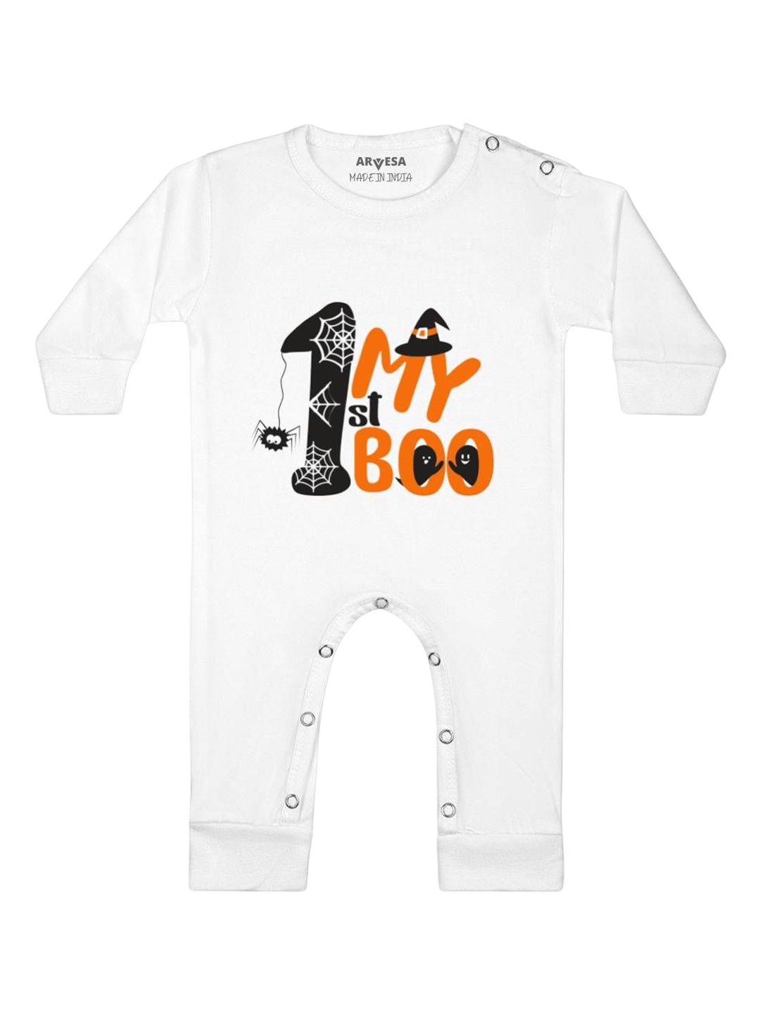 

Arvesa First Halloween Printed Baby Romper, White