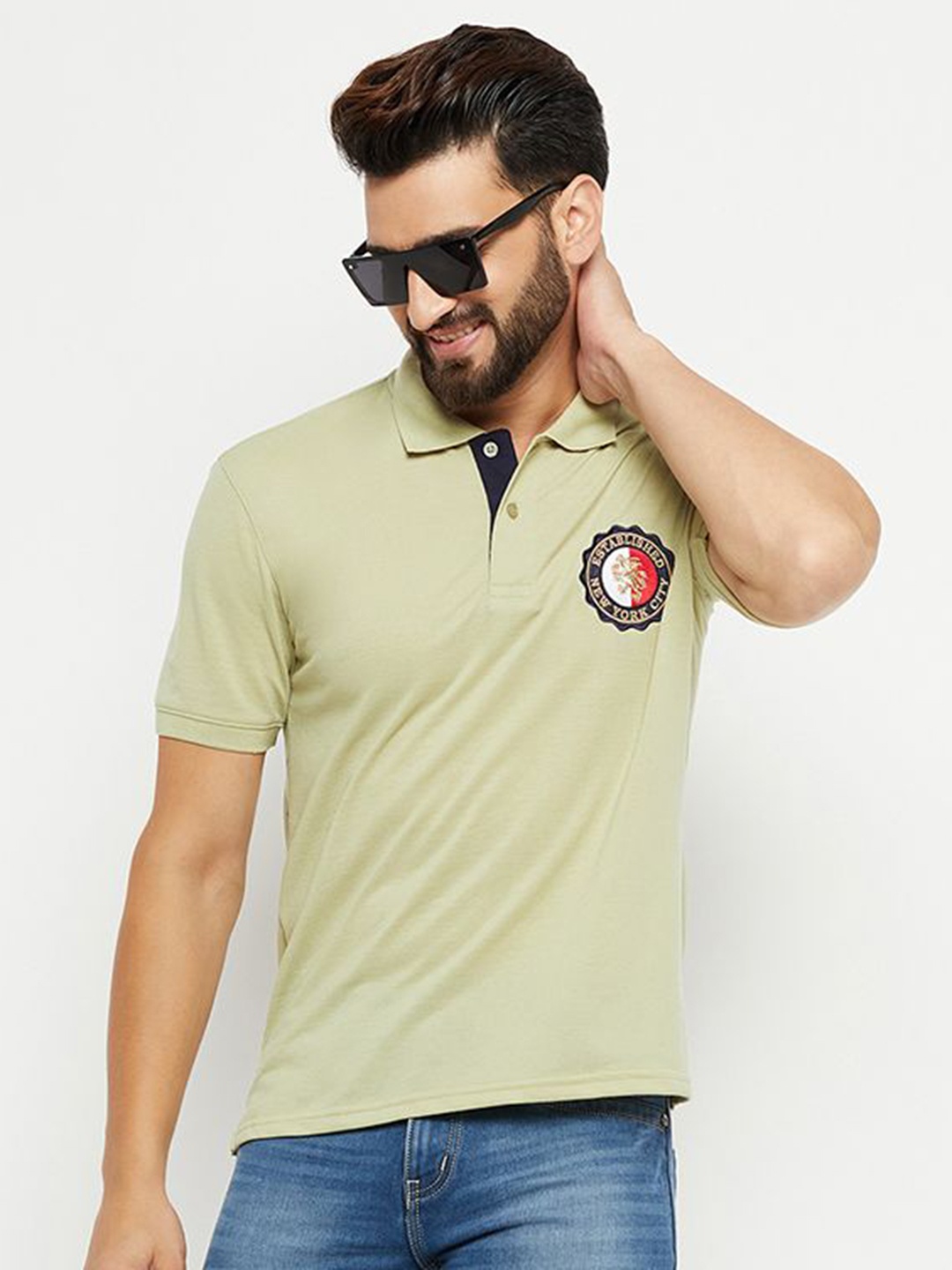 

XFOX Men Polo Collar T-shirt, Sea green
