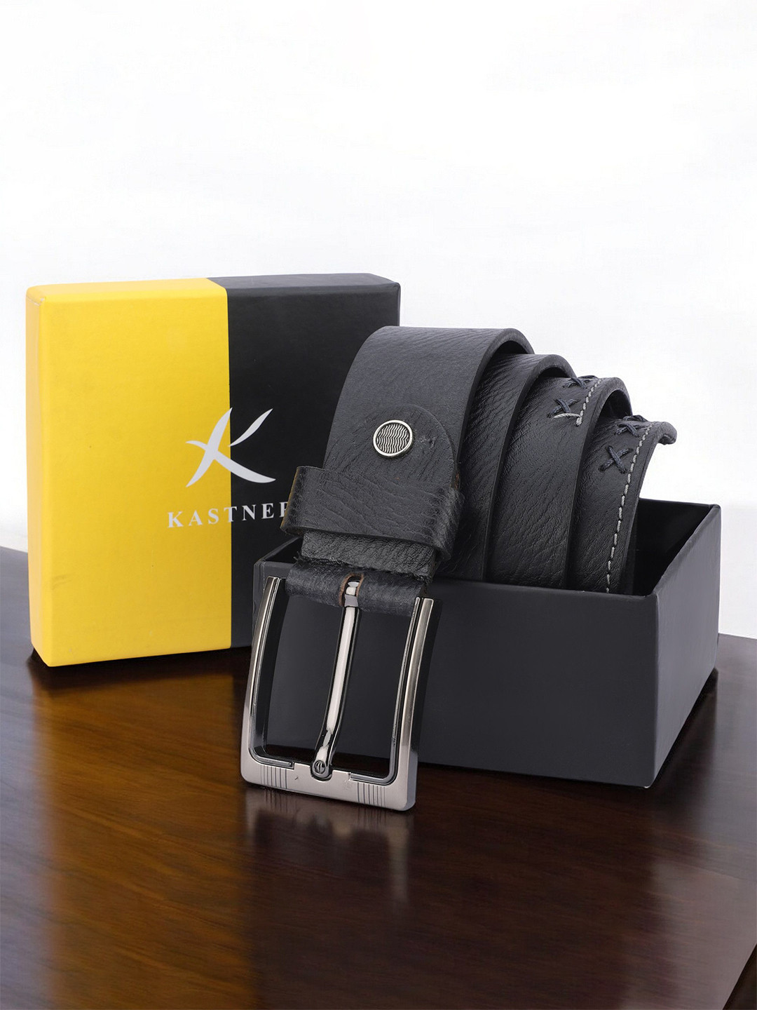 

Kastner Men Leather Formal Belt, Black