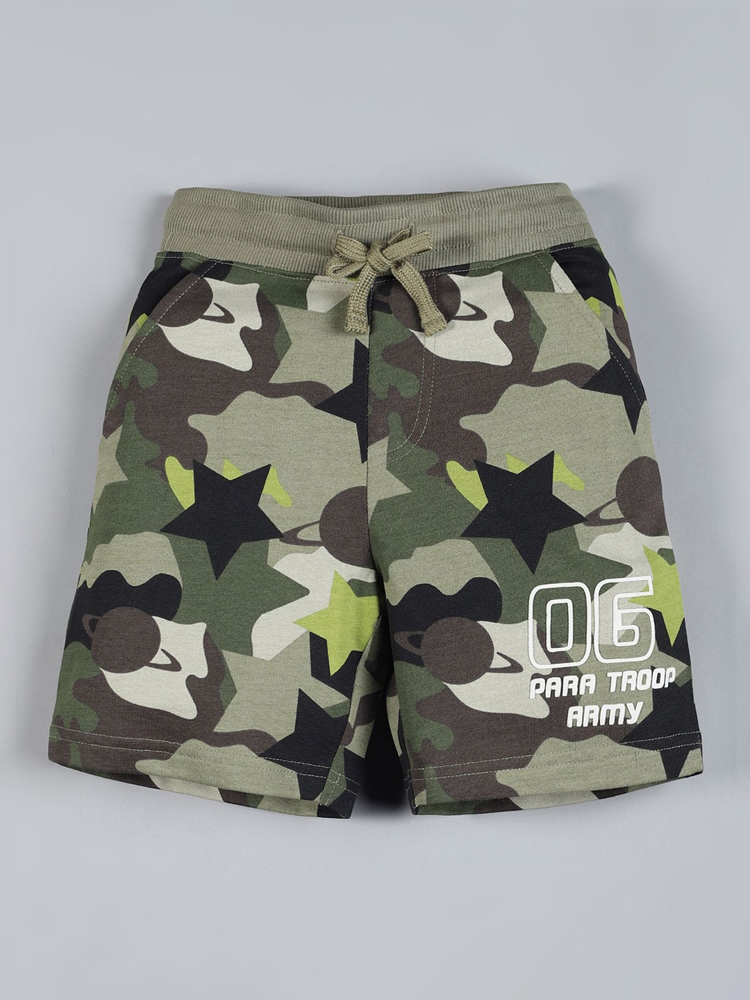 

PLUM TREE Boys cotton Camouflage Printed Mid-Rise Shorts, Green