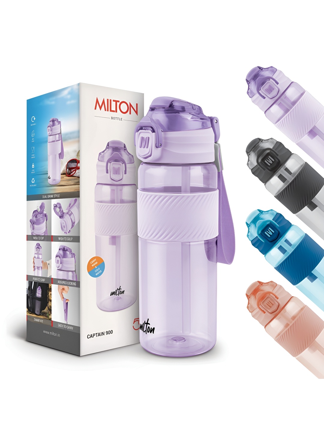 

Milton Captain Peach Unbreakable Sipper Water Bottle 850 ml, Purple