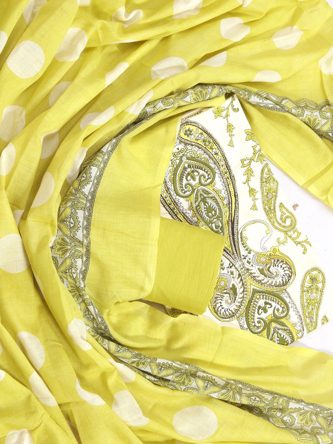 

SALWAR STUDIO Paisley Printed Unstitched Dress Material, Green