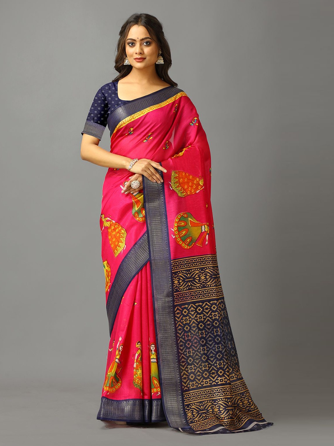 

A.V.M. SILK MILLS Ethnic Motifs Zari Saree, Red