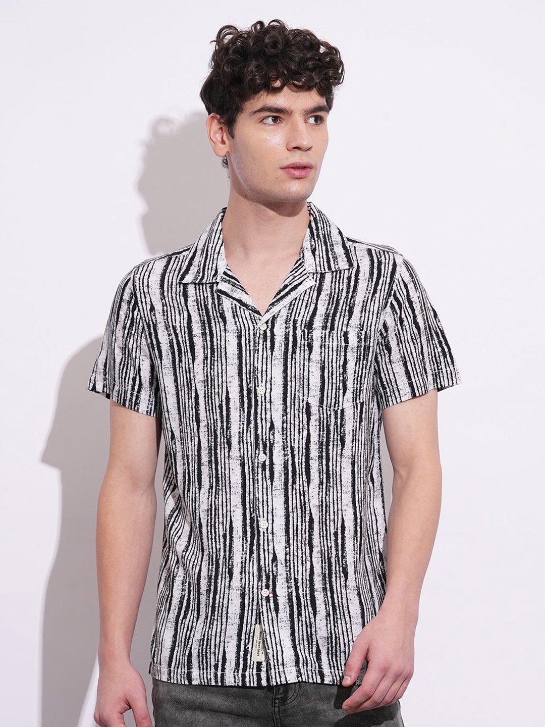 

Being Human Men Classic Slim Fit Opaque Printed Casual Shirt, Black