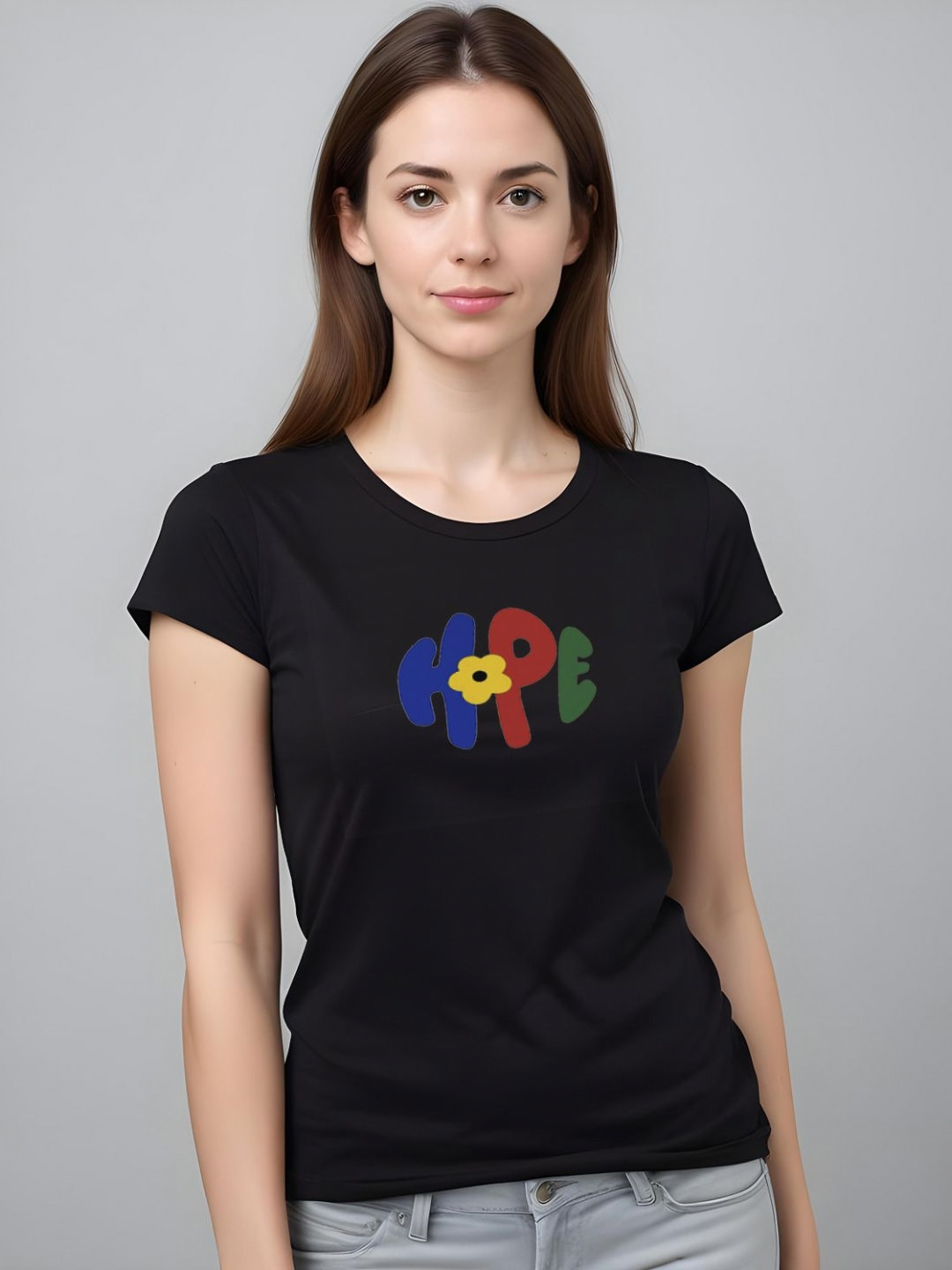 

DressBerry Women Printed Extended Sleeves Applique T-shirt, Black