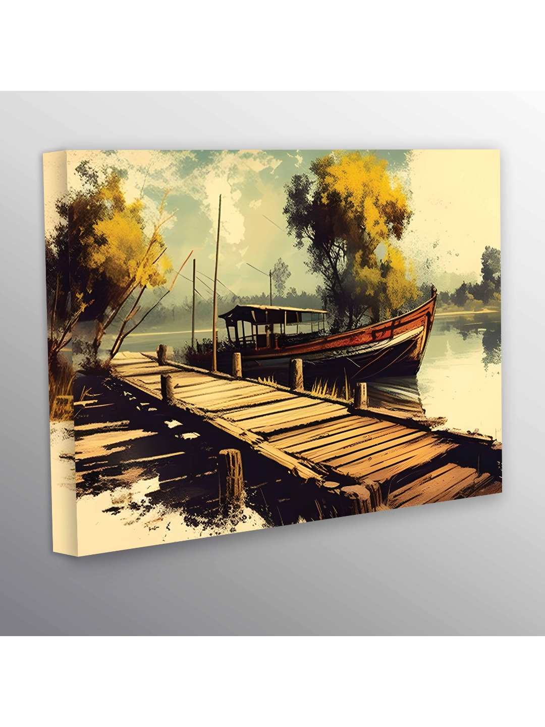 

CVANU Beige & Green Canvas Painting Wall Art