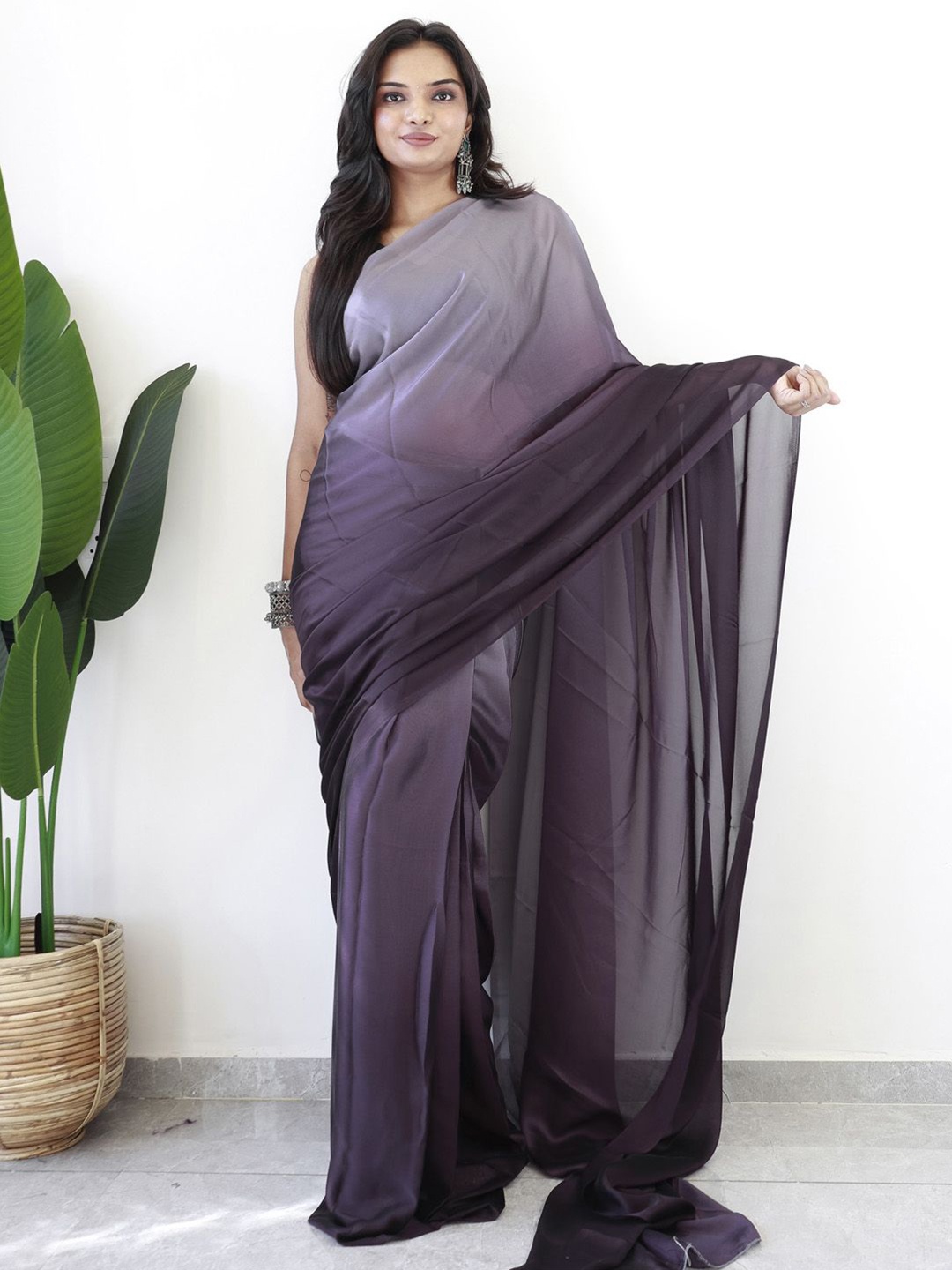 

Anouk Rustic Ombre Poly Georgette Saree, Burgundy