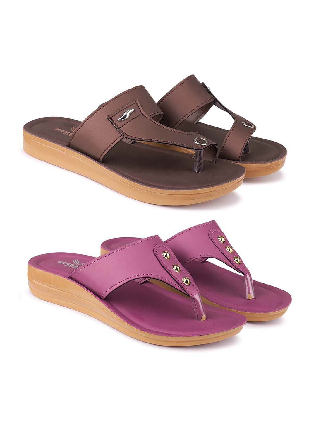 

BERSACHE Women Open Toe Flats, Brown