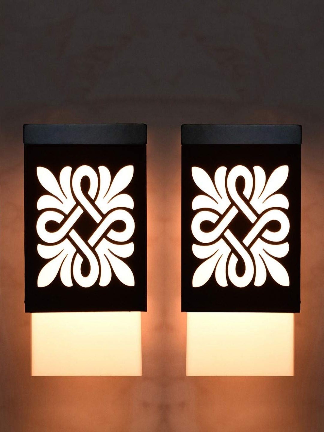 

Gojeeva Black & White 2 Pieces Textured Square Shaped Wooden Ceiling Wall Lamps