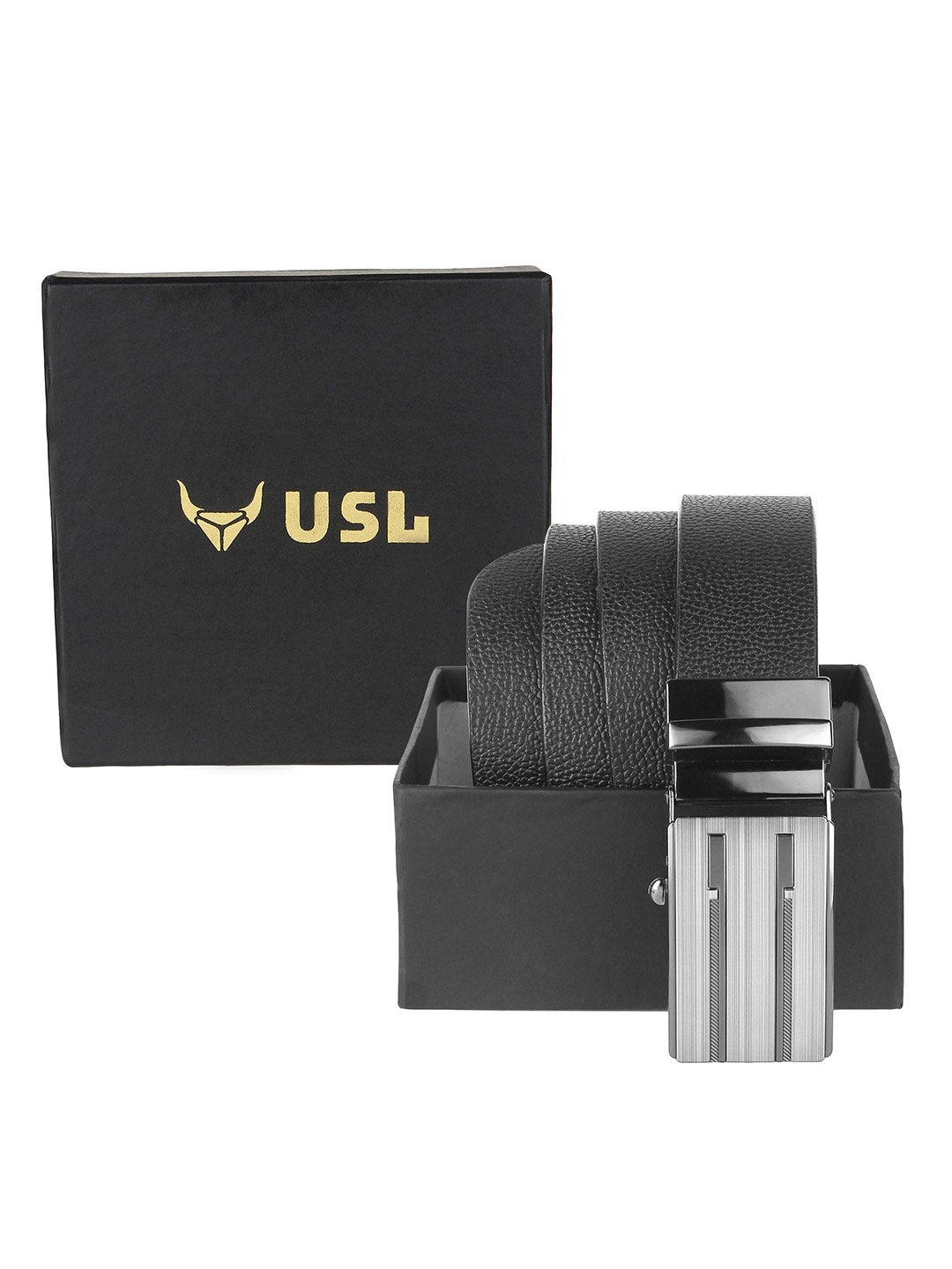 

USL Men Leather Reversible Formal Belt, Black