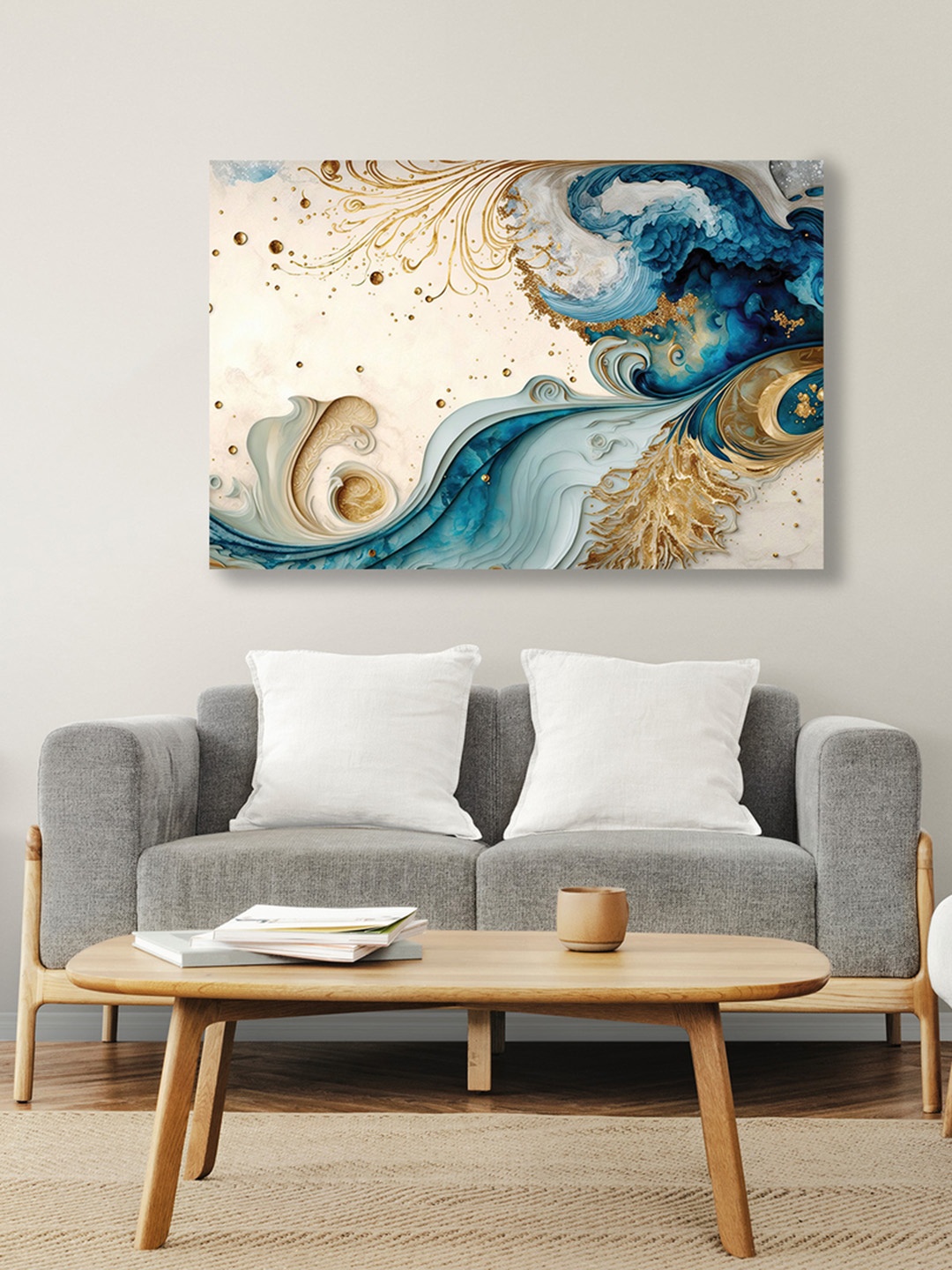 

CVANU White & Green Canvas Painting Wall Art